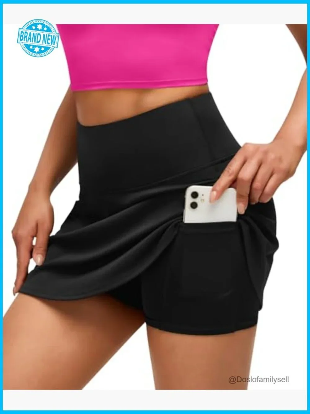 High Waisted Mini Skort with Built-in Shorts and 2 Pockets Athletic Tennis Golf